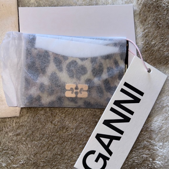 Ganni Animal Print Card Holder with Gold Detail - Picture 3 of 5